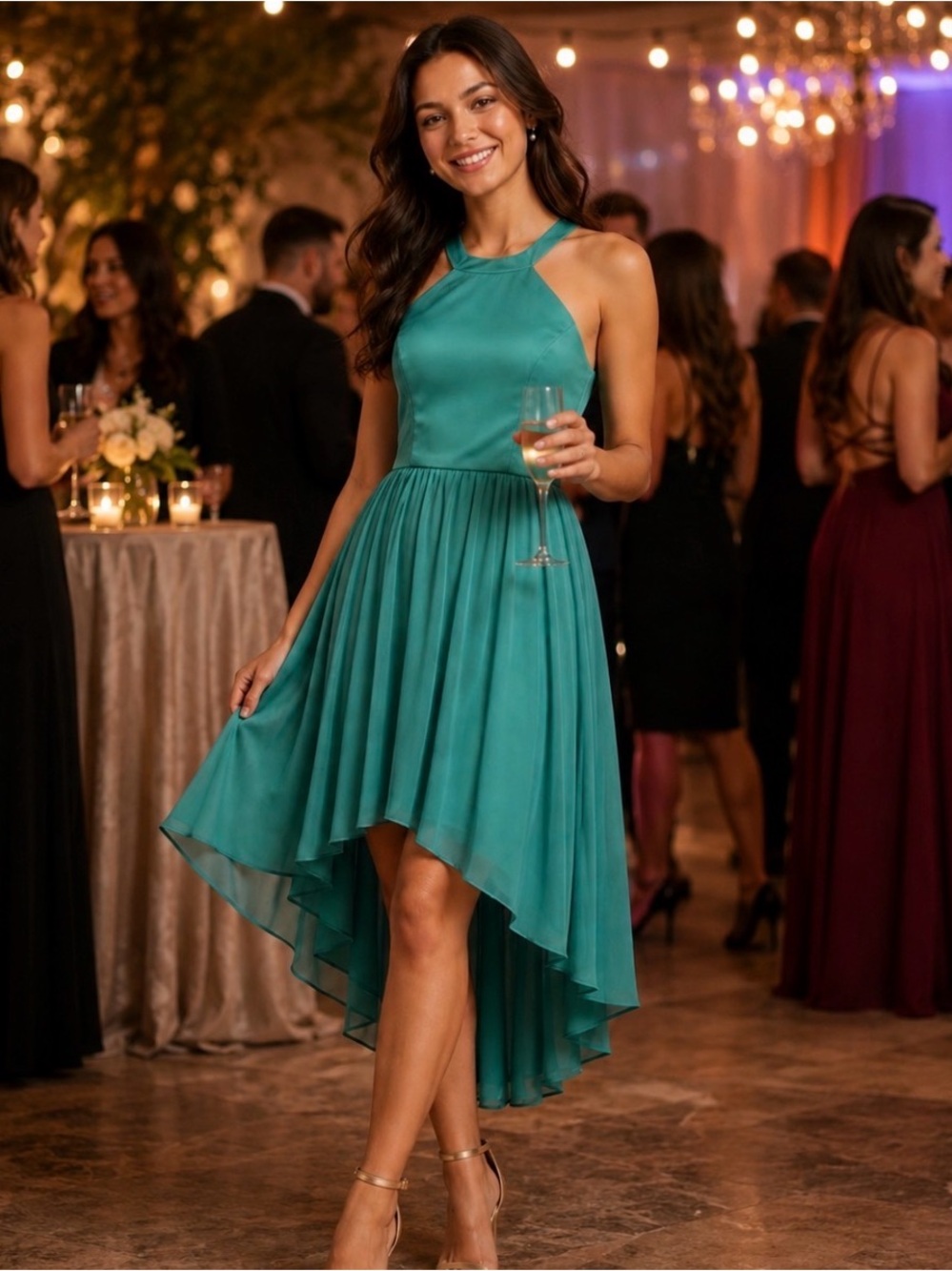 Josh &Jazz Emerald Green Halter Dress